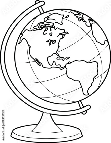 globe on a stand vector, globe vector, earth globe  vector illustration, world map globe vector, north America globe vector, south America globe vector, minimal globe vector design