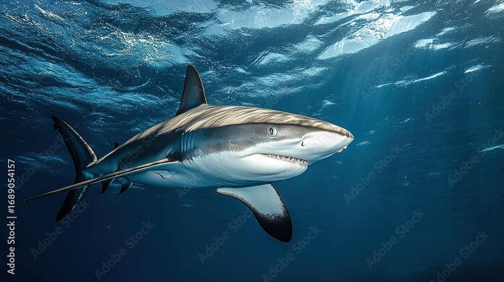 Fototapeta premium High-resolution shot of a shark circling