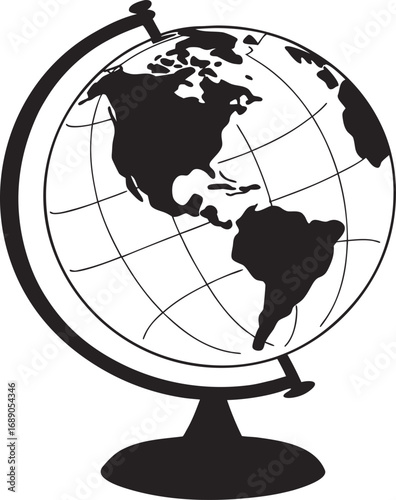 globe on a stand vector, globe vector, earth globe  vector illustration, world map globe vector, north America globe vector, south America globe vector, minimal globe vector design