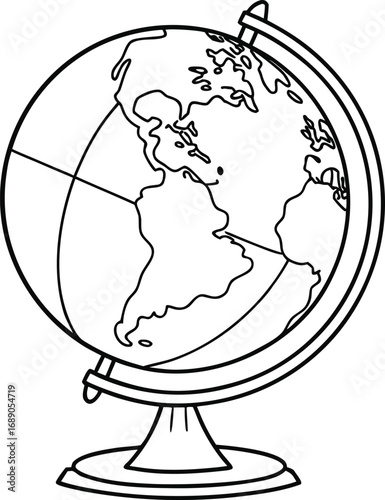 globe on a stand vector, globe vector, earth globe  vector illustration, world map globe vector, north America globe vector, south America globe vector, minimal globe vector design