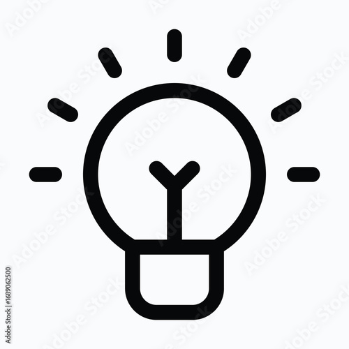 Creative Idea Light Bulb SEO Strategy Isolated Vector Lineal Style Icon