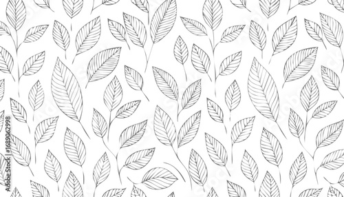 Delicate leaf pattern with grey outlines leaves branches