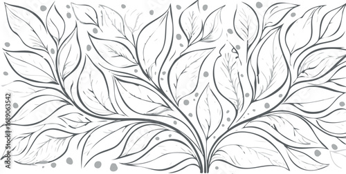 Stylized foliage with scattered dots leaves branches