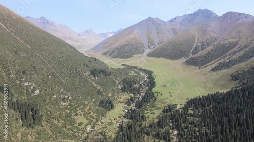 The aerial view of the Semenovka Gorge in Kyrgyzstan