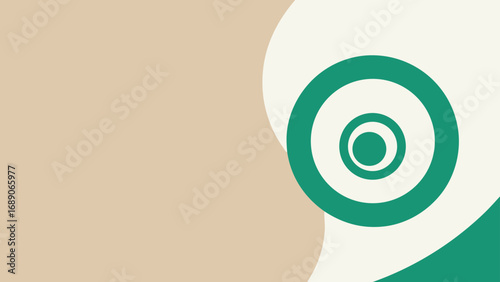 Minimalist Geometric Circles and Curves on Beige Background abstract