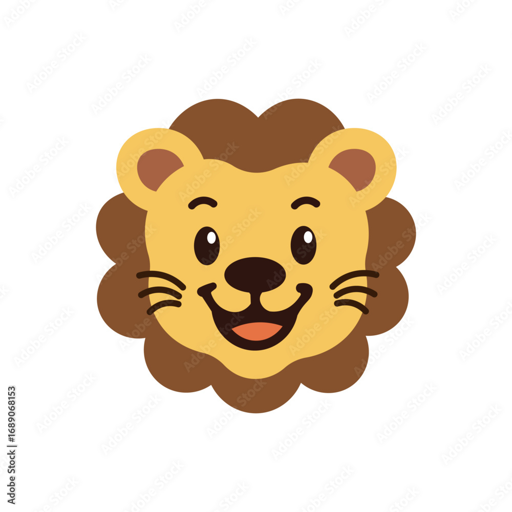 Obraz premium Playful lion head illustration. Playful lion portrait, friendly avatar for branding or print.