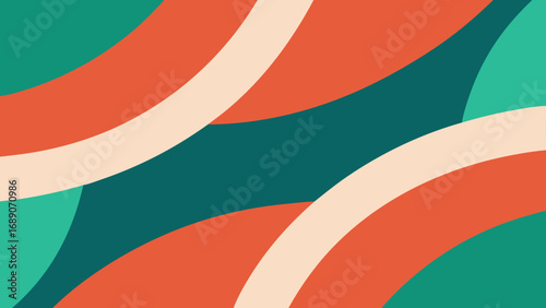 Retro Abstract Shapes with Teal Orange and Cream Colors background pattern