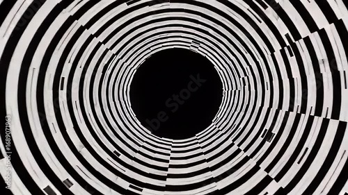 Wallpaper Mural Hypnotic monochrome abstract tunnel of digitally distorted circular glitch art Torontodigital.ca
