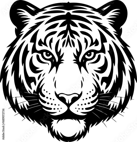 tiger head black silhouette Vector illustration