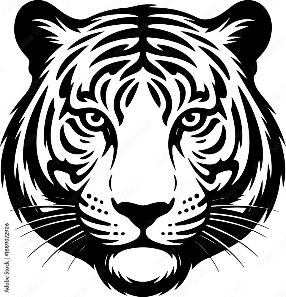 Fototapeta premium tiger head black silhouette Vector illustration