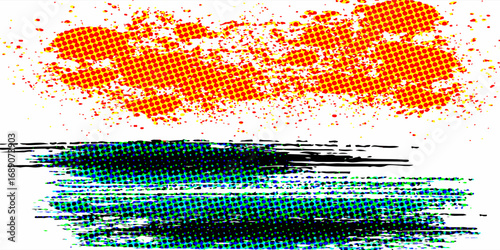 Dark blue orange rough gradient background, blurry color flow with noise texture, wide banner size