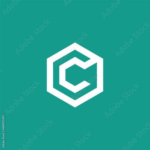 Initial Letter C Geometric Hexagon Logo Design Vector Template