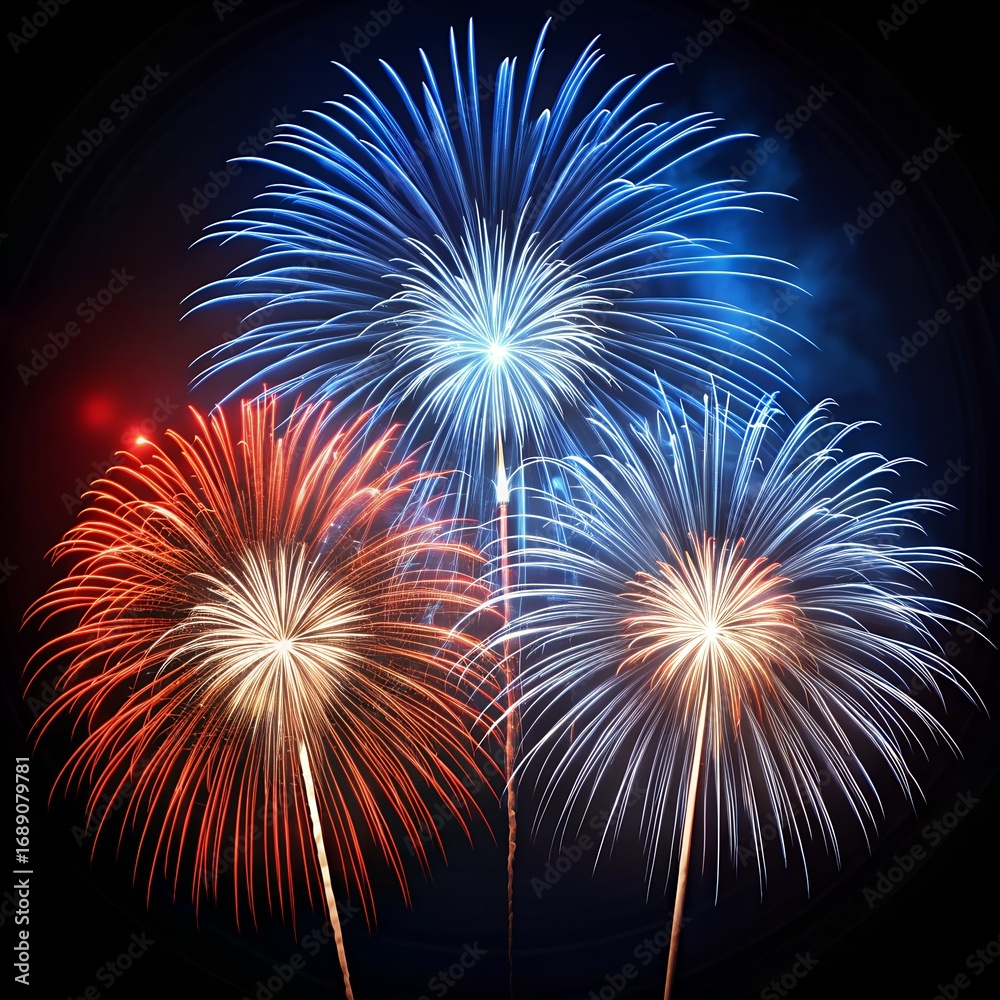Obraz premium Colorful fireworks exploding in the night sky celebration