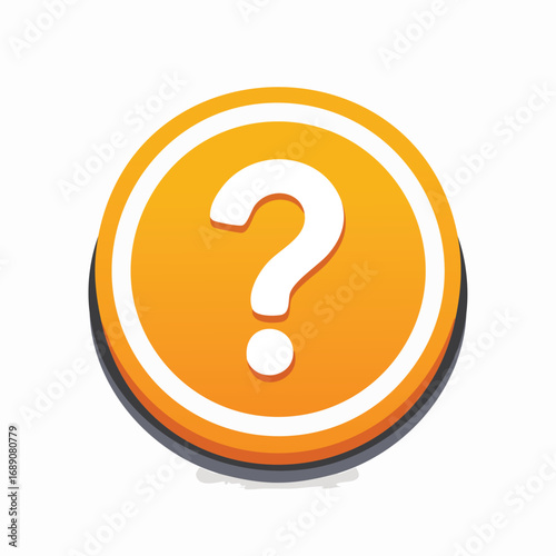 Orange Circle Question Mark Icon – AI Generated