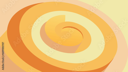 Swirling Spiral Pattern in Shades of Orange and Yellow with Soft Shadows abstract background