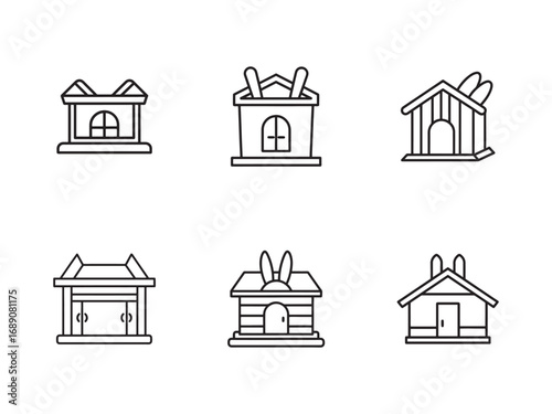 Collection of Illustrated Rabbit House Icons Vector Set Graphic Resource Cute Houses Buildings and Architecture Illustration Vector Design