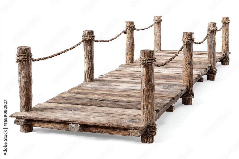 Naklejka premium Wooden footbridge spanning distance