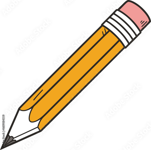 gnawed pencil vector design, wooden pencil with a bitten or chewed tip, school supply pencil vector,  learning tool pencil vector