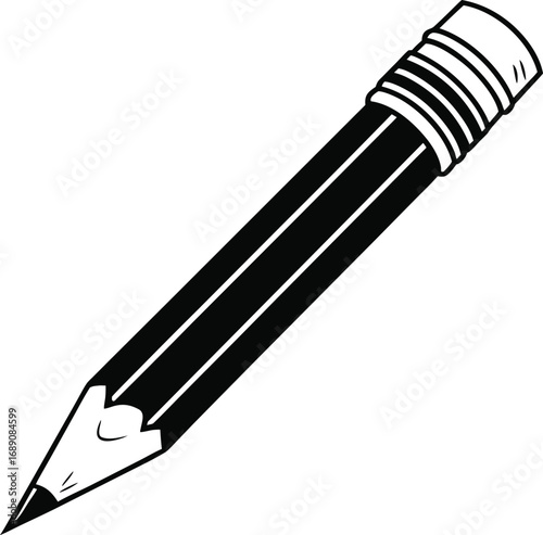 gnawed pencil vector design, wooden pencil with a bitten or chewed tip, school supply pencil vector,  learning tool pencil vector