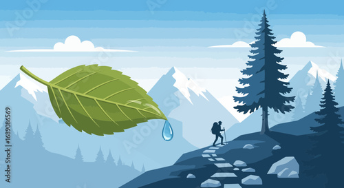 Nature's Embrace: A Hiker's Journey through Pristine Landscapes with Water and Foliage