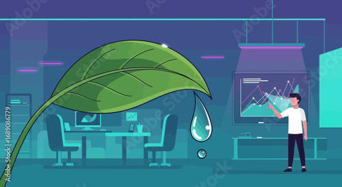 Sustainable business growth presentation depicting environmental responsibility in corporate