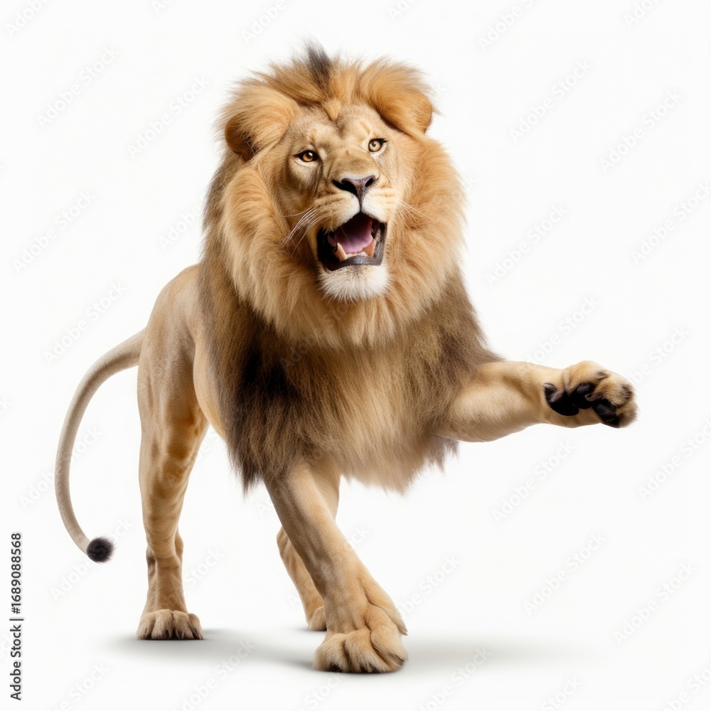 Obraz premium Happy smiling dancing lion wildlife mammal animal.