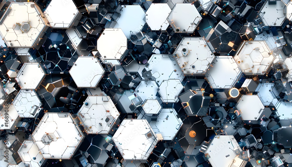 Abstract Futuristic Technology Background with Gradient Hexagons for Digital Innovation and Modern Design Concepts