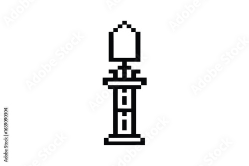 Retro SciFi Logo with Lightning Bolt, Stars and Planet on White Background