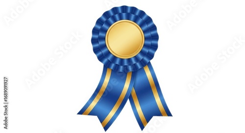 Award Ribbon Blue Gold Rosette Symbol Winner Competition Recognition