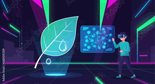 Virtual reality technology exploring plant science and environmental data analysis and research
