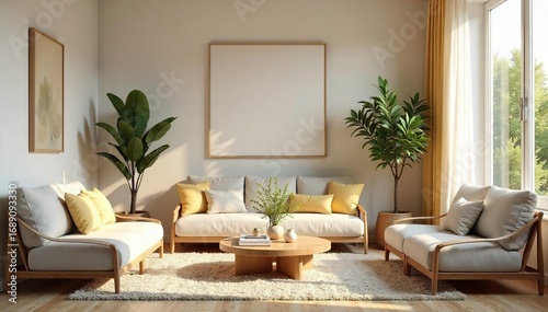 Serene living room in a peaceful mediation home, ideal for relaxation and inner peace Soft lighting, comfortable seating, and calming decor create a tranquil atmosphere , interior, meditation room