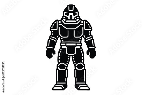 Scifi Armor in Black and White on White Background