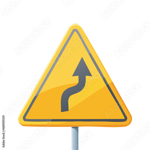 Sharp Curve Right Triangle Warning Sign – AI Generated