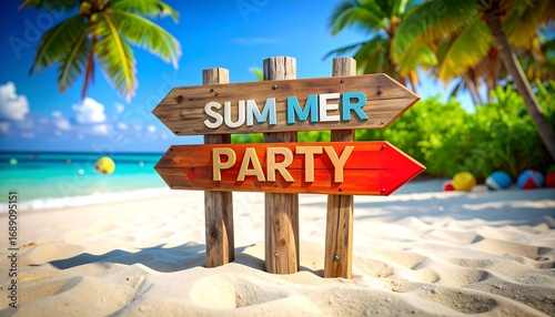 Fototapeta Naklejka Na Ścianę i Meble -  Tropical summer party sign