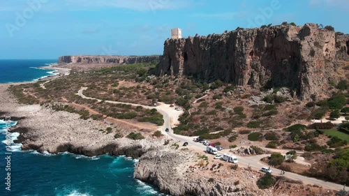 Scenic Rocky Shore and Turquoise Mediterranean Water, Southern Italy Landscape