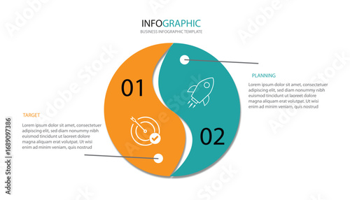 modern design template for infographics, business infographic, growth, plan, strategy, editable template, whit 2 steps option success