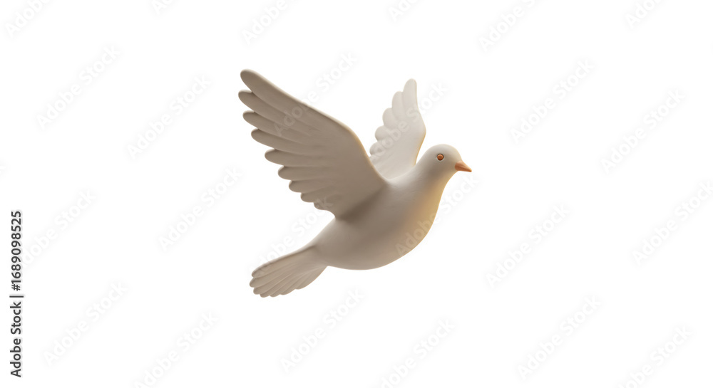 Obraz premium 3d inner peace clay icons white dove flying isolated on transparent background