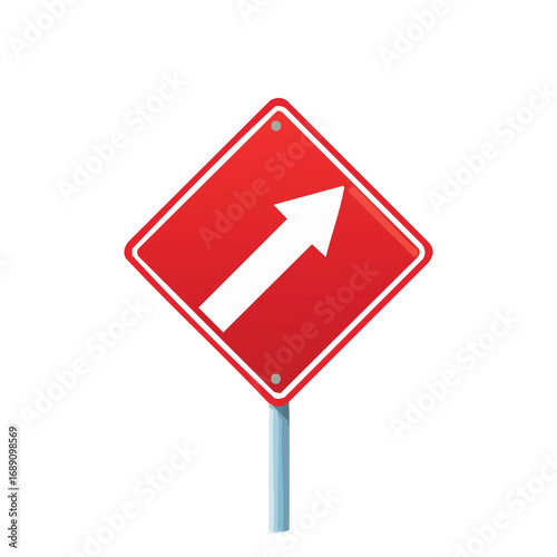 Right Diagonal Arrow Red Road Sign – AI Generated