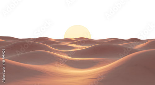 3d inner peace clay icons desert dunes at sunset isolated on transparent background