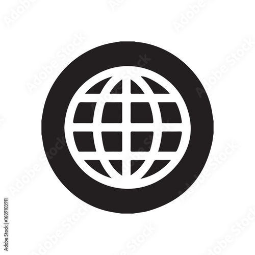 Black Globe Internet Icon for Web and Global Connection