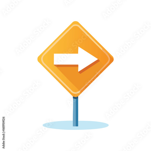 Right Direction Warning Arrow Road Sign – AI Generated