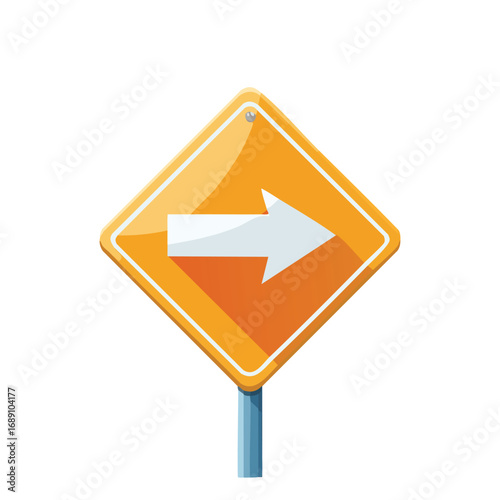 Yellow Right Arrow Road Traffic Sign – AI Generated