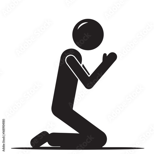 Stick Figure Praying Silhouette