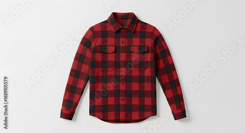 Red and Black Buffalo Plaid Flannel Shirt Mockup