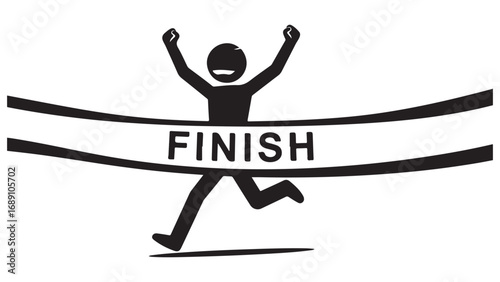 Stick Figure Runner Crossing Finish Line