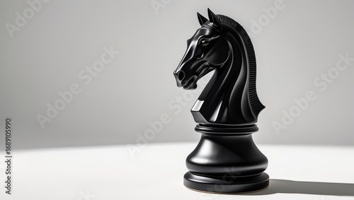 A black chess knight piece on a plain background.