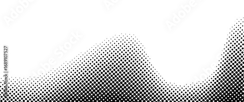 Grunge halftone gradient texture. Fading gritty sand wallpaper. Black weathered grit noise background. Retro pixelated backdrop