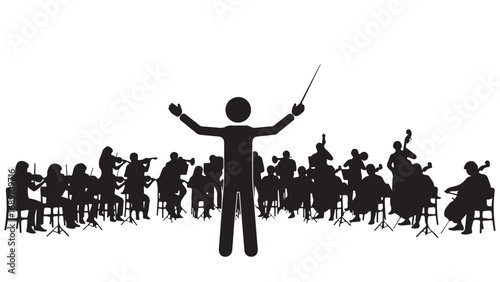 Orchestra Silhouette with Conductor