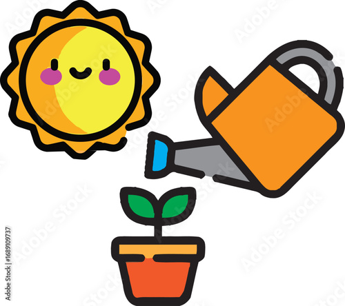 Cute plant needs sunlight and water