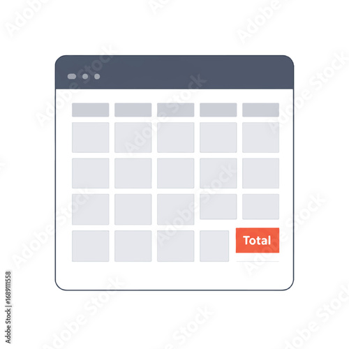 Simple calendar interface displaying a total amount due, representing financial planning and management in a clean, modern style.